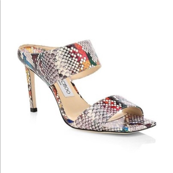 Jimmy Choo hira 85 multicolor snake print skin NWT 40.5 - Picture 1 of 8
